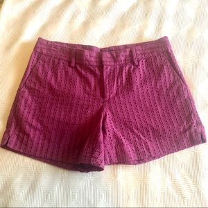 Banana Republic Plum Eyelet Tailored Shorts